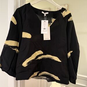 Joie Black and Cream Graphic 3/4 Sleeve Blouse